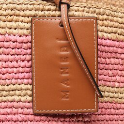 

Сумка Manebi Natural Raffia Panier V 5.8 AK Tan And Pink Stripes, Рожевий