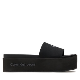 Calvin Klein Jeans Şlapi Calvin Klein Jeans Flatform Sandal Met YW0YW01036 Negru