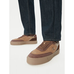 Calvin Klein Sneakers Calvin Klein Prime Cupsole Laceup Nu-Su Croc HM0HM02450 Braun