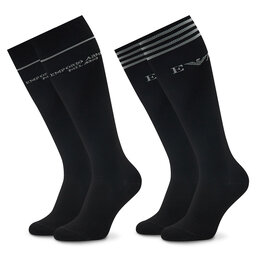 Emporio Armani 2 pares de calcetines altos para hombre Emporio Armani 302301 2F273 00020 Nero