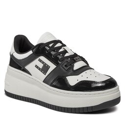 Tommy Jeans Sneakersy Tommy Jeans Tjw Retro Basket Flatform Patent EN0EN02523 Ivory / Black YBI