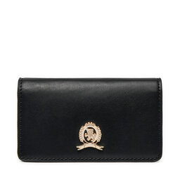 Tommy Hilfiger Duży Portfel Damski Tommy Hilfiger Luxe Leather Med Flap AW0AW16576 Czarny