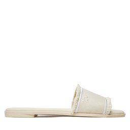 Tommy Hilfiger Klapki Tommy Hilfiger Fringe Canvas Flat Sandal FW0FW08908 Beżowy