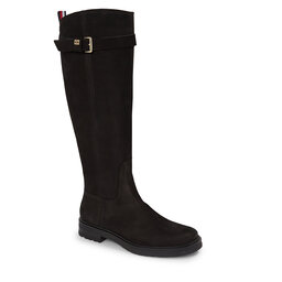 Tommy Hilfiger Stiefel Tommy Hilfiger Essential Nubuck Belt Longboot FW0FW07656 Black BDS