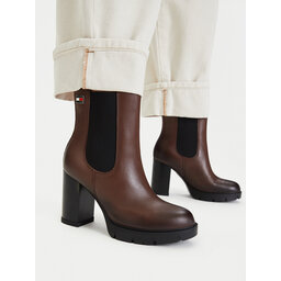 Tommy Jeans Stiefeletten Tommy Jeans Tjw Chelsea High Heel Boots EN0EN03112 Braun