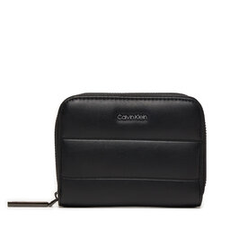Calvin Klein Portofel Mic de Damă Calvin Klein Line Quilt Medium Zip Around K60K612201 Negru