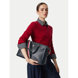 Tommy Hilfiger Handtasche Tommy Hilfiger Th Joy Satchel Corp AW0AW19318 Dunkelblau