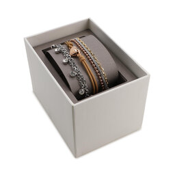 Fossil Set de 3 pulseras Fossil Tri-Tone Steel Bracelet Gift Set JGFTSET1042 Gold/Beige