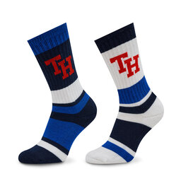 Tommy Hilfiger Set de 2 perechi de șosete lungi pentru copii Tommy Hilfiger 701224988 Blue Combo 001