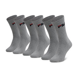 Fila Sada 3 párů vysokých ponožek unisex Fila Calza Tennis F9505 Grey 400