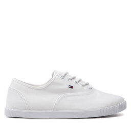 Tommy Hilfiger Kedai Tommy Hilfiger Canvas Lace Up Sneaker FW0FW07805 White YBS