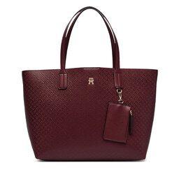 Tommy Hilfiger Handtasche Tommy Hilfiger Th Icon Tote Mono AW0AW19004 Dunkelrot