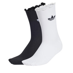 adidas Set di 2 paia di calzini lunghi da donna adidas Ruffle Sock 2P JD5623 Bianco