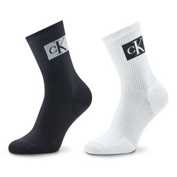 Calvin Klein Jeans Set de 2 perechi de șosete lungi de damă Calvin Klein Jeans 701222880 White/Black 001