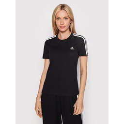 adidas adidas Marškinėliai Loungewear Essentials 3-Stripes GL0784 Juoda Slim Fit