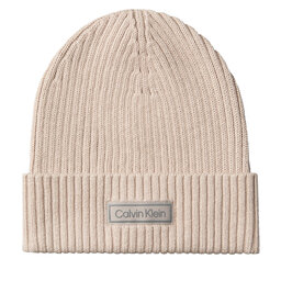 Calvin Klein Σκούφος Calvin Klein Patch Chunky Rib Cotton Beanie LV04D8053G Μπεζ