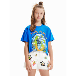 Desigual Desigual Majica 23SBTK09 Modra Regular Fit
