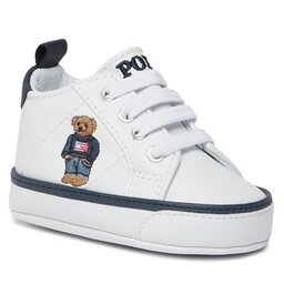 Polo Ralph Lauren Sneakersy Polo Ralph Lauren RL100690 WHITE SMOOTH/NAVY W/ AMERICAN FLAG BEAR