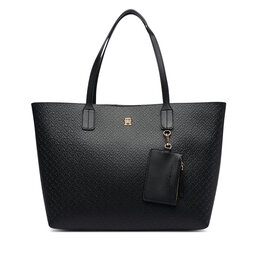 Tommy Hilfiger Handtasche Tommy Hilfiger Th Icon Tote Mono AW0AW19004 Schwarz