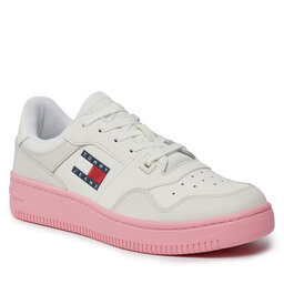 Tommy Jeans Snīkeri Tommy Jeans Tjw Retro Basket Ess EN0EN02505 Ecru / Pink Alert THW