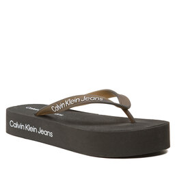 Calvin Klein Jeans Tåsandaler Calvin Klein Jeans Beach Sandal Flatform Logo YW0YW01092 Black/Bright White BEH