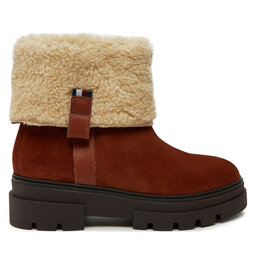 Tommy Hilfiger Botki Tommy Hilfiger Faux Fur Suede Roll-Down Boot FW0FW08158 Brązowy