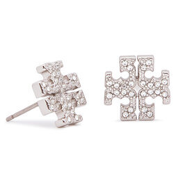 Tory Burch Ohrringe Tory Burch Crystal Logo Stud Earring 53423 Tory Silver/Crystal 042