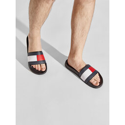 Tommy Hilfiger Pantoletten Tommy Hilfiger Rubber Th Flag Pool Slide FM0FM04263 Schwarz