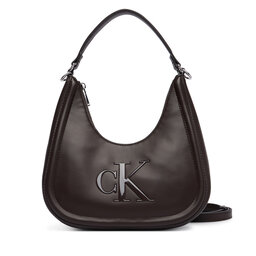 Calvin Klein Handtasche Calvin Klein Bold Ck Small Crescent Bag LV04F3561G Dunkelbraun