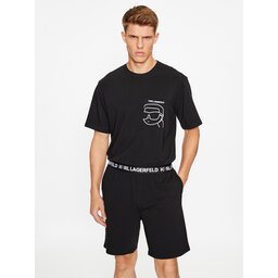 KARL LAGERFELD KARL LAGERFELD Πιτζάμα Ikonik 2.0 Pkt Short Pj Set 230M2106 Μαύρο Regular Fit