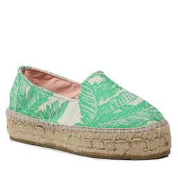 Manebi Alpargatas Manebi Cotton Jaquard Double Sole Espadrilles G 4.8 D0 Green Plams On Crema