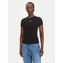 Tommy Jeans Tommy Jeans Póló Script Label DW0DW21402 Fekete Slim Fit