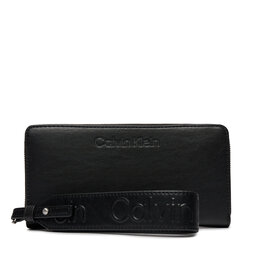 Calvin Klein Portofel Mare de Damă Calvin Klein Gracie Wallet W/Strap Lg K60K611388 Ck Black BEH