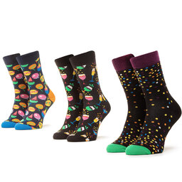 Happy Socks 3 pares de calcetines altos unisex Happy Socks XCEL08-9300 Negro