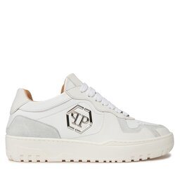 PHILIPP PLEIN Sneakersy PHILIPP PLEIN Mix Leather Lo Top Sneakers SADS USC0545 PLE010N 01 Biały