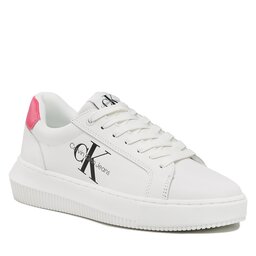Calvin Klein Jeans Sportcipő Calvin Klein Jeans Chunky Cupsole Laceup Mon Lth Wn YW0YW00823 White/Raspberry Sorbet 01W