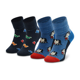 Happy Socks Σετ ψηλές κάλτσες παιδικές 2 τεμαχίων Happy Socks KDDB19-6500 Σκούρο μπλε