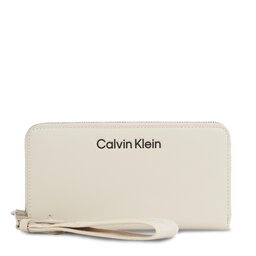 Calvin Klein Portofel Mare de Damă Calvin Klein Gracie K60K611687 Dk Ecru PC4