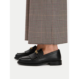 Tommy Hilfiger Slipper Tommy Hilfiger Th Chain Fringe Leather Loafer FW0FW09668 Schwarz