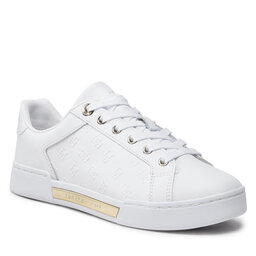 Tommy Hilfiger Сникърси Tommy Hilfiger Embossed Monogram Sneaker FW0FW06735 White/Gold 0K6