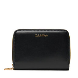 Calvin Klein Majhna ženska denarnica Calvin Klein Ck Medium Flap Zip Around LV04F1075G Črna