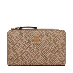 Tommy Hilfiger Duży Portfel Damski Tommy Hilfiger Th Monoplay Leather Med 7 Wallet AW0AW17417 Brązowy