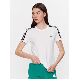 adidas adidas Marškinėliai Essentials Slim 3-Stripes T-Shirt GL0783 Balta Slim Fit