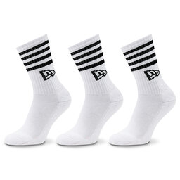 New Era 3 pares de calcetines altos unisex New Era Stripe Crew 13113626 White