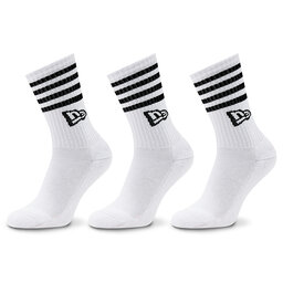 New Era Комплект 3 чифта дълги чорапи мъжки New Era Stripe Crew 13113626 White