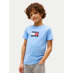 Tommy Hilfiger Tommy Hilfiger Marškinėliai Script Flag KB0KB09725 Žydra Regular Fit