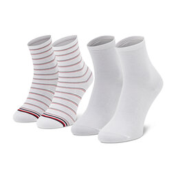 Tommy Hilfiger Zestaw 2 par wysokich skarpet damskich Tommy Hilfiger 100002817 White 001