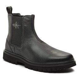 Calvin Klein Jeans Členková obuv s elastickým prvkom Calvin Klein Jeans Eva Mid Chelsea Boot Lth YM0YM00750 Triple Black 0GT