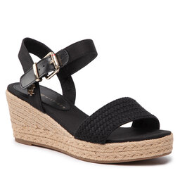 Tommy Hilfiger Espadrilles Tommy Hilfiger Th Textured Low Wedge Sandal FW0FW06555 Black BDS