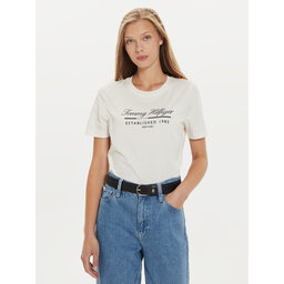 Tommy Hilfiger Tommy Hilfiger Majica Script Graphic WW0WW43502 Écru Regular Fit